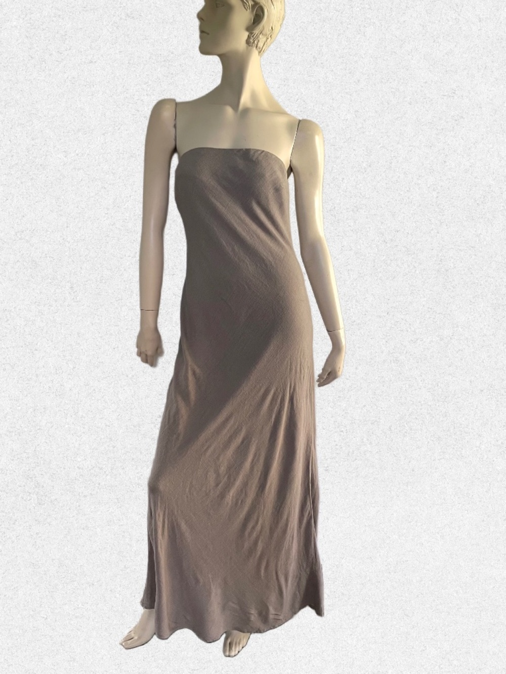 Strapless Linen Beige Tube Dress